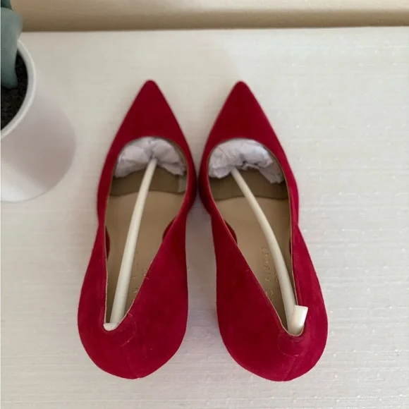 Marc Fisher LTD Abilene Red Suede Pointed Toe Block Heeled Pumps Women’s 8.5M - Picture 5 of 10